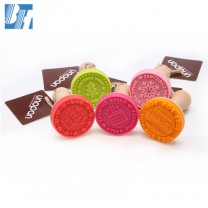 Wooden Handle Silicone Rubber Cookie stamp For Kitchen